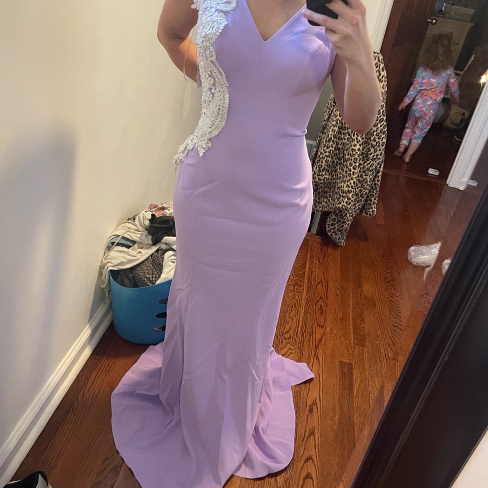 Lavender gown with zip closure